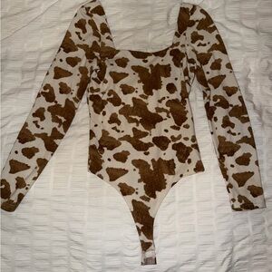 Bohme Brown and White Cow Print Bodysuit